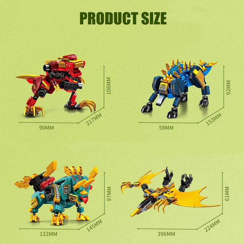 SEMBO 4in1 Transforming Robot Mecha Building Blocks Kits Dinosaur World Mech Model Assembly Bricks Kids Toys Boys Birthday Gifts