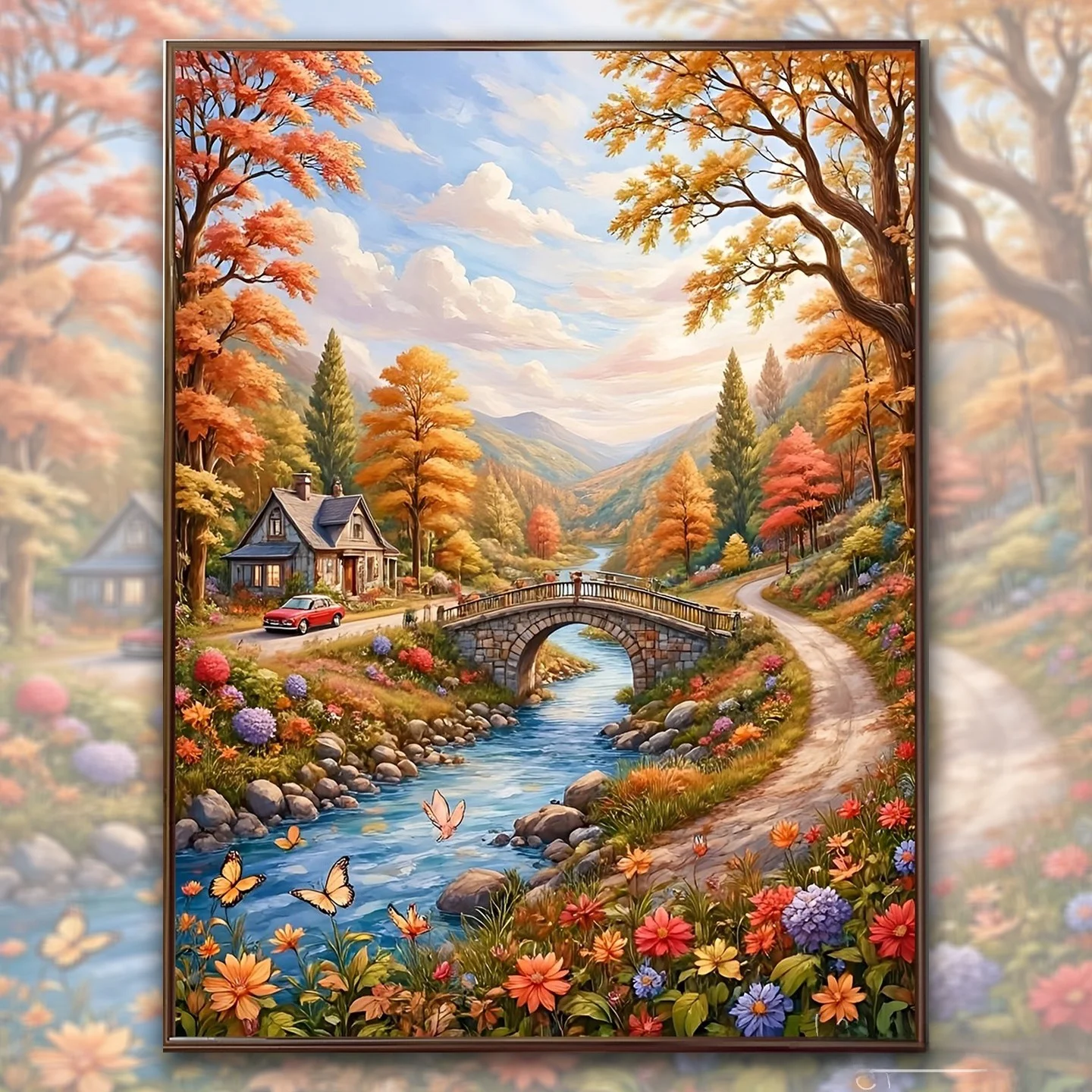 

Современный простой набор для алмазной вышивки и вышивки крестом: Осенний лес, сельский пейзаж, маленький комплект для самостоятельного творчества (DIY)