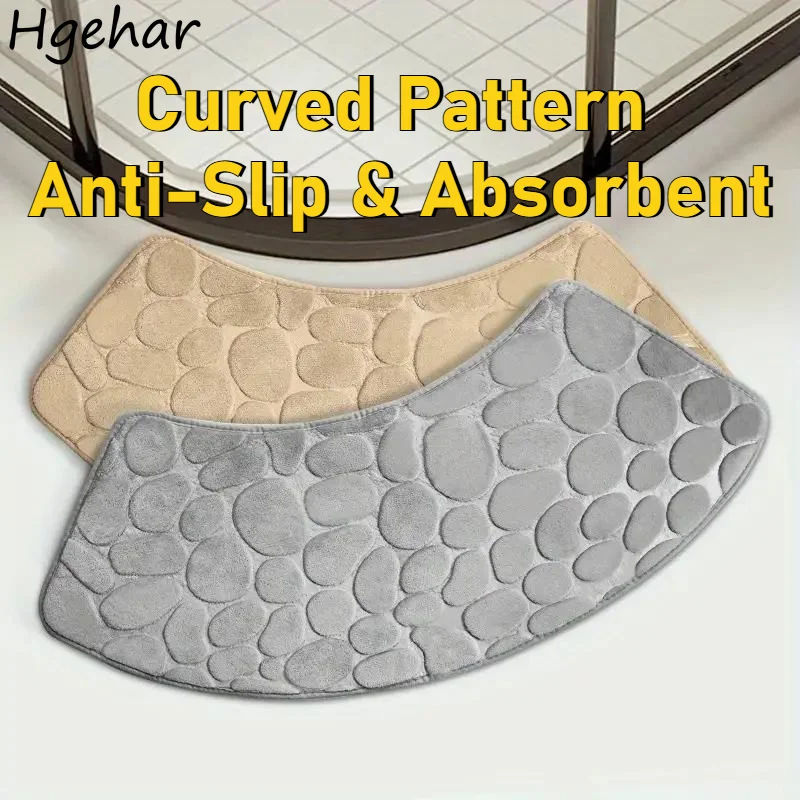 

Bath Mats Curved Absorbent Floor Mat Fan Carpet Household Shower Room Door Foot Pads Toilet Bathroom Anti-slip Carpets Wholesale