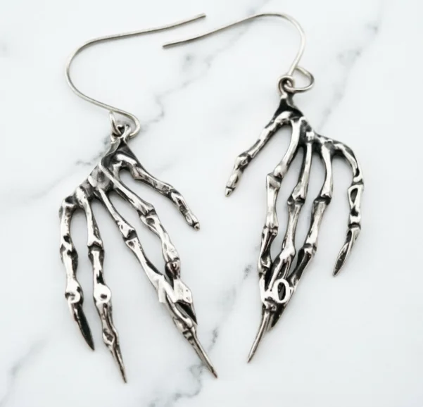 Monkey Hand Bone Earring Goth Skeleton Finger I Am Legend Zombie Gothic Jewelry