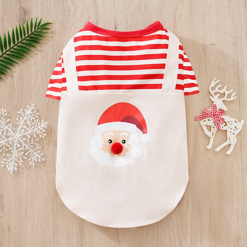 Cathpetic Christmas Dog Clothes Suit Xmas Costume Lovely Pet Costumes Santa Claus Cat Dress New Year Outfit Striped Apparel