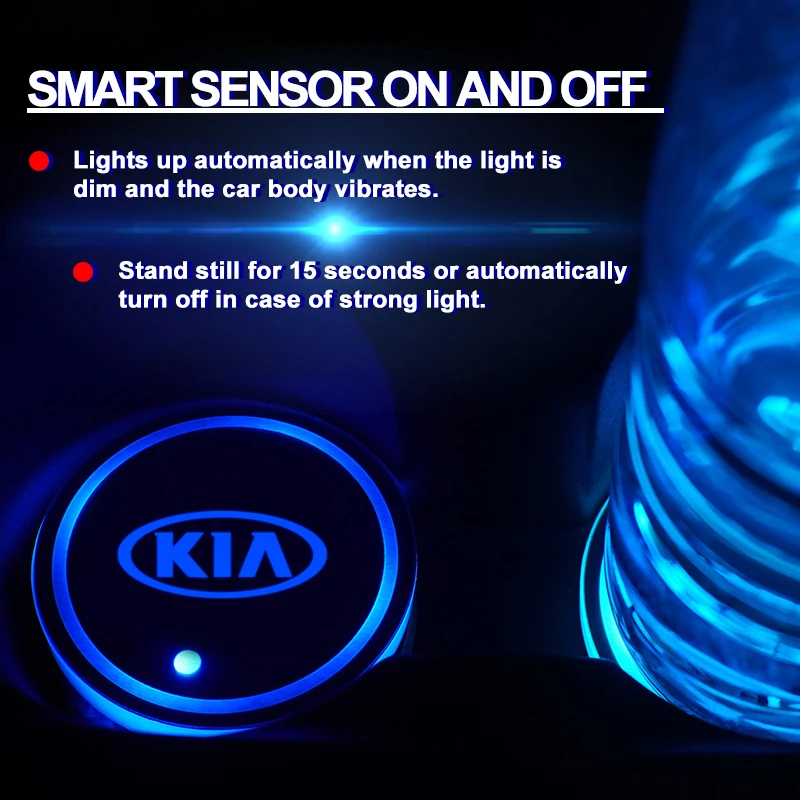 

2Pcs Car Water Cup Mat Holder 7 Colorful Coaster For KIA Sportage RIO Ceed Picanto Pegas Sorento Niro Soul Cerato Borrego Carens