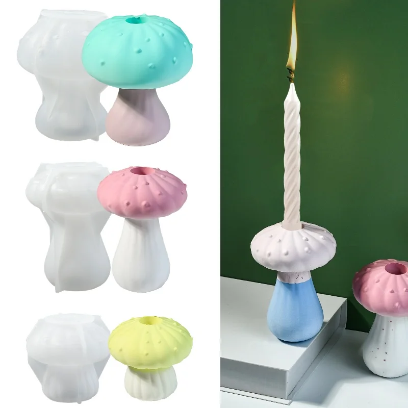 Mushroom Candle Holder Silicone Mold DIY Gypsum Aromatherapy Candle Desktop Decoration Ornament Epoxy Resin Mold Home Handicraft