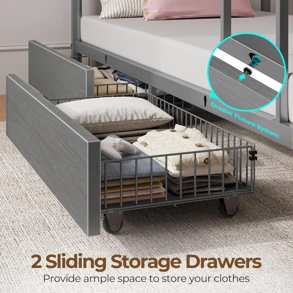 Twin Over Twin Metal Bunk Bed with USB Charging and Storage Drawers 5 Scecb415263a54b50a49c6d66ebc23938J Twin Over Twin Metal Bunk Bed with USB Charging and Storage Drawers