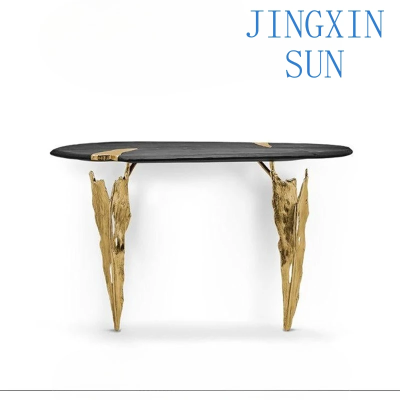 Solid wood entryway luxury villa foyer entry wall entrance table