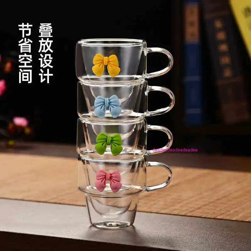 

Creative Double Glass Bow Coffee Cup
