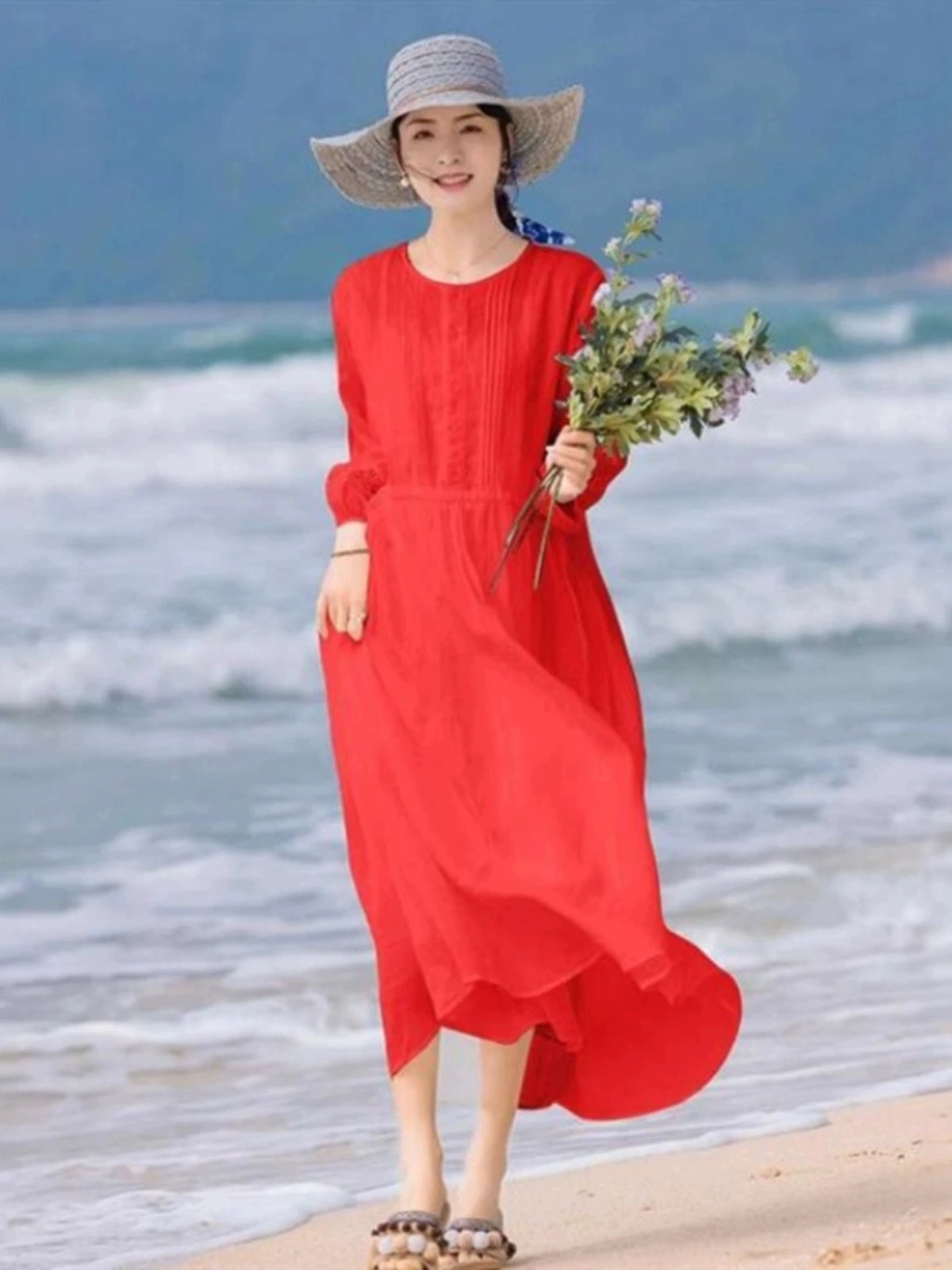 2024, весна-лето, новое женское хлопковое платье, Vestidos Robe Ete Femme Elbise, свободные праздничные длинные платья с короткими рукавами и вышивкой N618