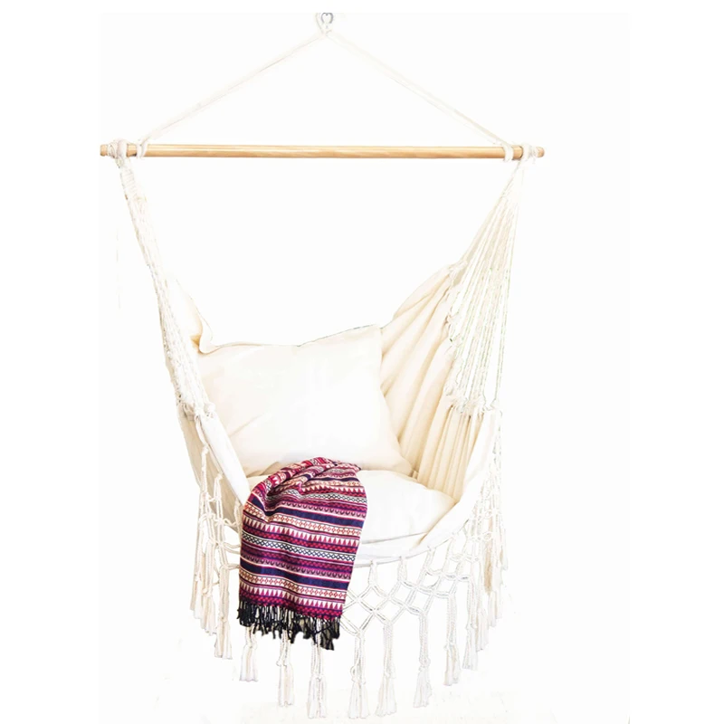

Hand-woven homestay soft decoration, European and American style outdoor leisure fringed cotton rope portable fabric hanging cha