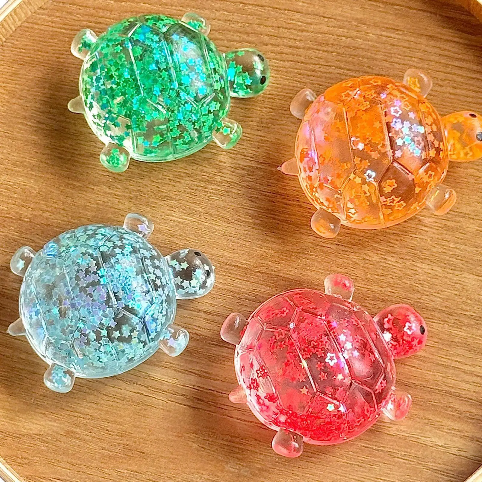 Squeeze Toys For Kids Glitter Turtle Shape Party Stuffers Sensory Toy For Home School Classroom Dorm College Travel Road Trip