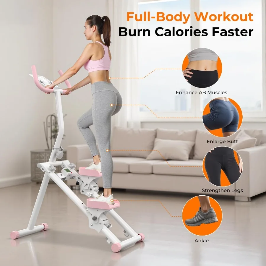 Stair Stepper for Home, Vertical Climber Step Machine with Stable Triangular Frame, 3-level Handrail Height and Resistance and