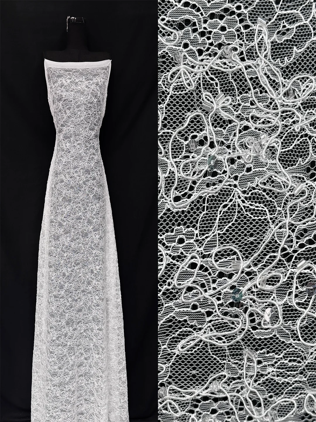

Luxury Sequins Lace Fabric With Embroidery Lace Flower Fabric Fashion French Tulle Mesh Lace Fabric For Dress Sewing