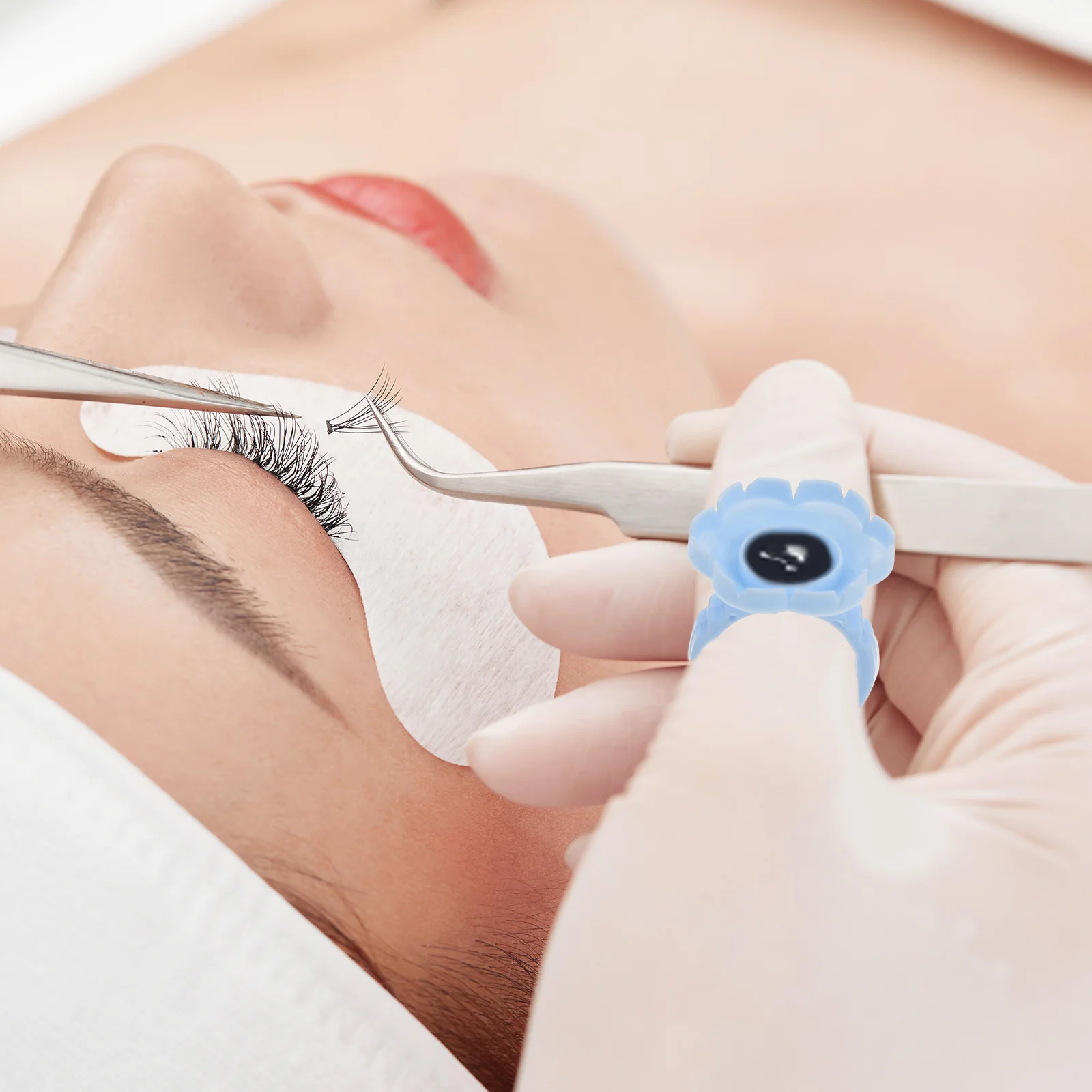 Anneaux de colle pour cils, 100 pièces, Style fleur, support d'extension de cils, outil de greffage, fournitures de beauté professionnelles