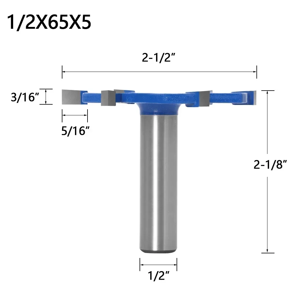 1PC 1/2" 12.7MM 12MM Shank Milling Cutter Wood Carving 6 Edge T Type Slotting Cutter Woodworking Tool Router Bits For Wood