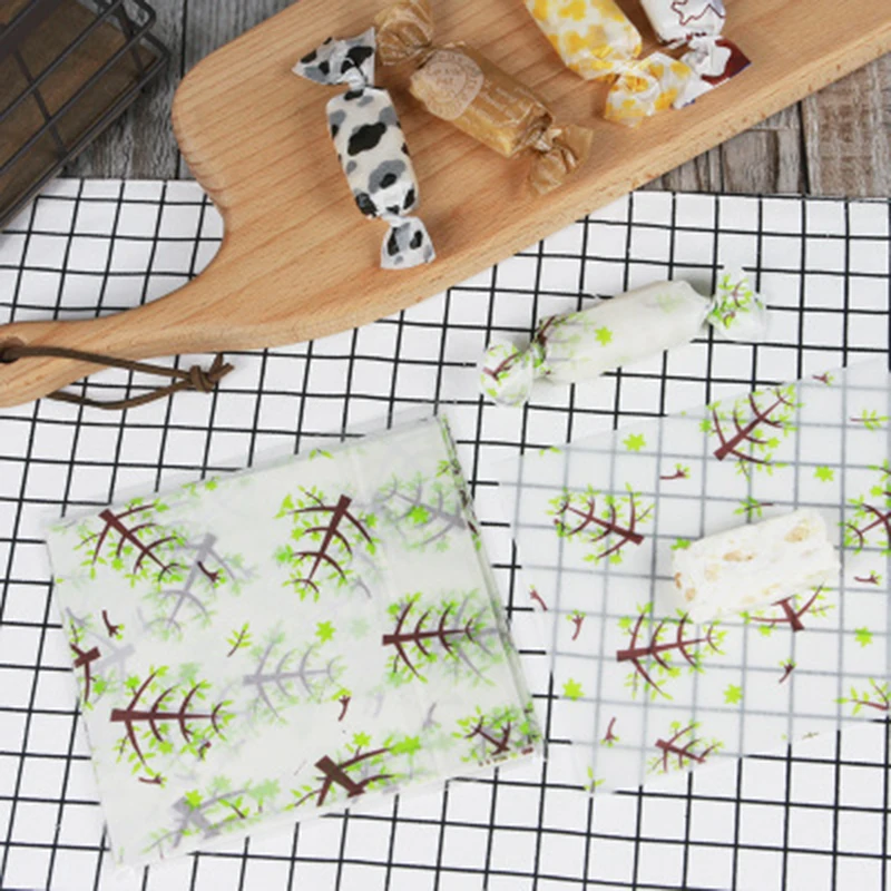 100Pcs/Lot Candy Wrappers Wax Paper Sheets Baking Packaging Nougat Wrapping Paper for Christmas Wedding Birthday Party