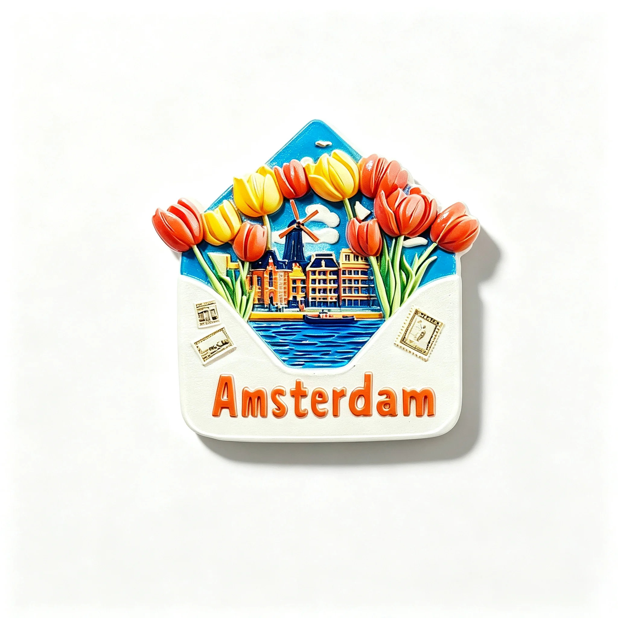 Amsterdam Envelope Resin Fridge Magnet Netherlands Tulip Windmill Canal House 3D Refrigerator Magnet Travel Souvenir Home Decor