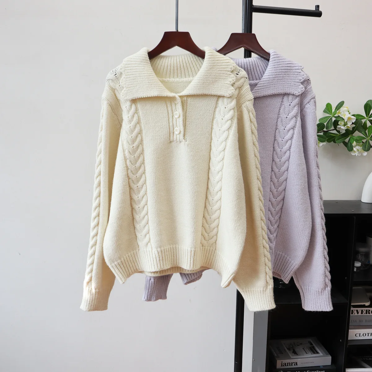 

Women Pullovers Sweaters Tops Turn Down Collar Full Sleeve Jumpers Y2k Streetwear Elegant Splice Knit Casual Work Autumn Winter