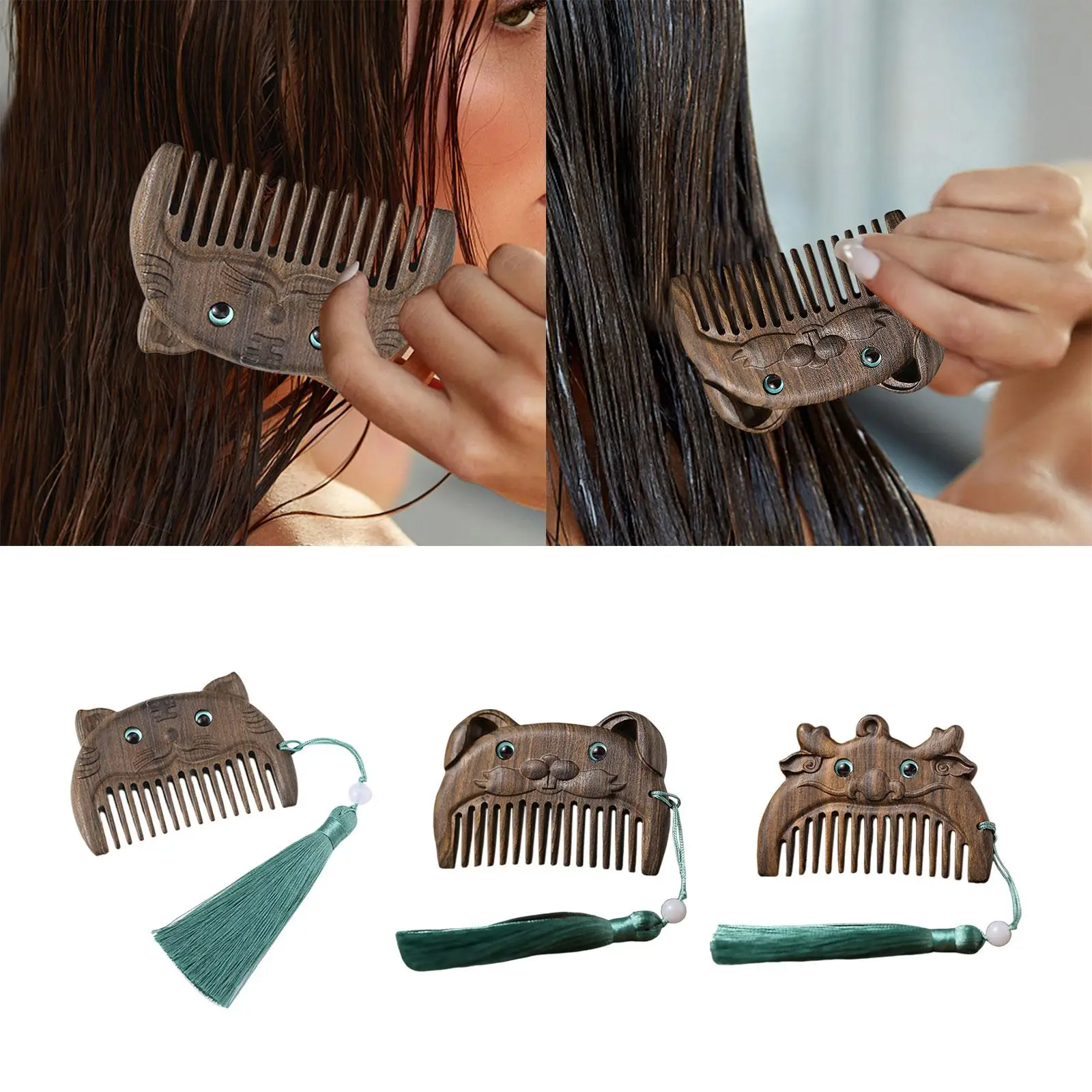 Wood Beard Comb Cartoon mini hair combs Hair Comb Short Hair Comb for Women and Men Mom Grandma Gift