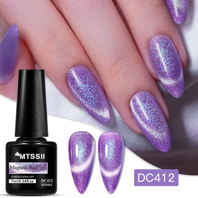 

7ML Auroras Cat Magnetic Glitter Gel Nail Polish Shiny Purple Sparking Laser Magnet Gel Semi Permanent UV Gel Manicure Varnish