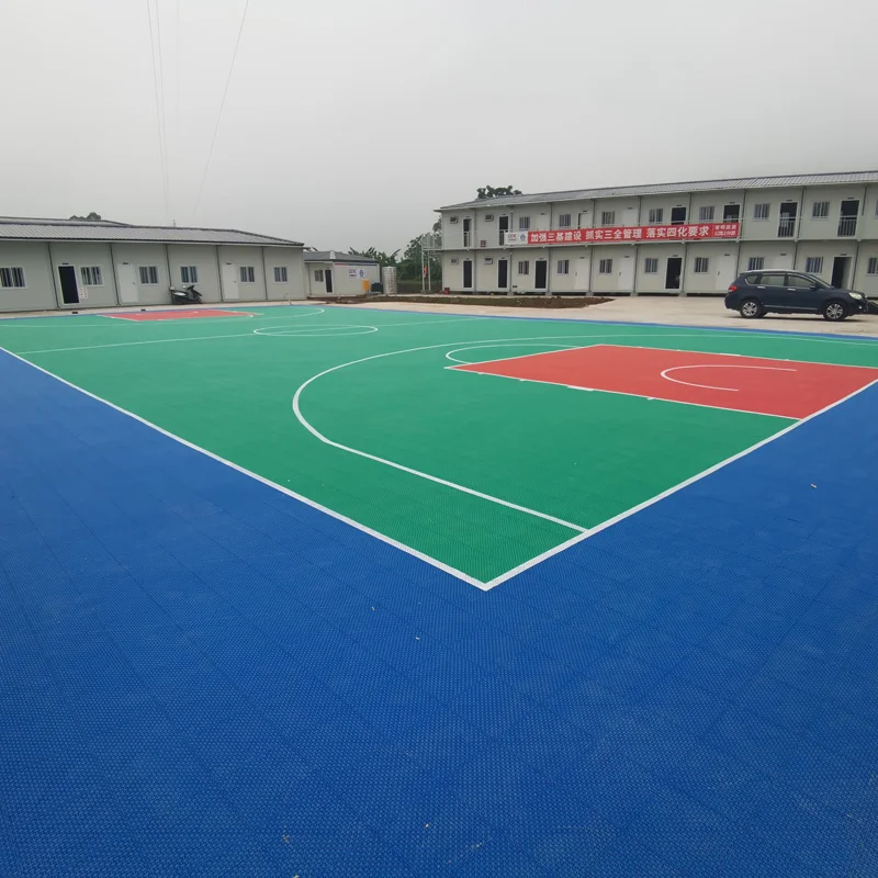 Beable Outdoor Basketball Sports Court Interlocking Flooring Any Size Color Logo Can Design Marking White Court Lines