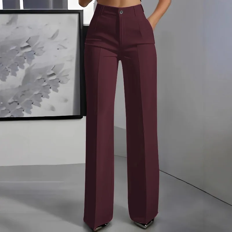 Women's Fashion Casual Versatile New High Waist Drape Straight Simple Versatile Suit Exquisite Simple Casual Personality Retro