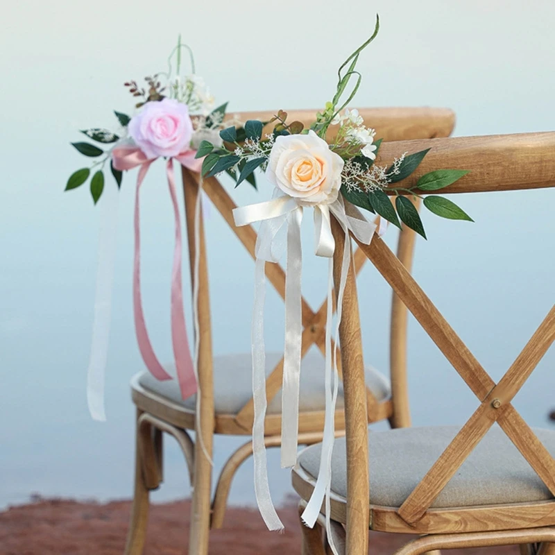 Multicolor Pew Flowers For Weddings Church Ceremony Chair Back Aisle Pew Flower