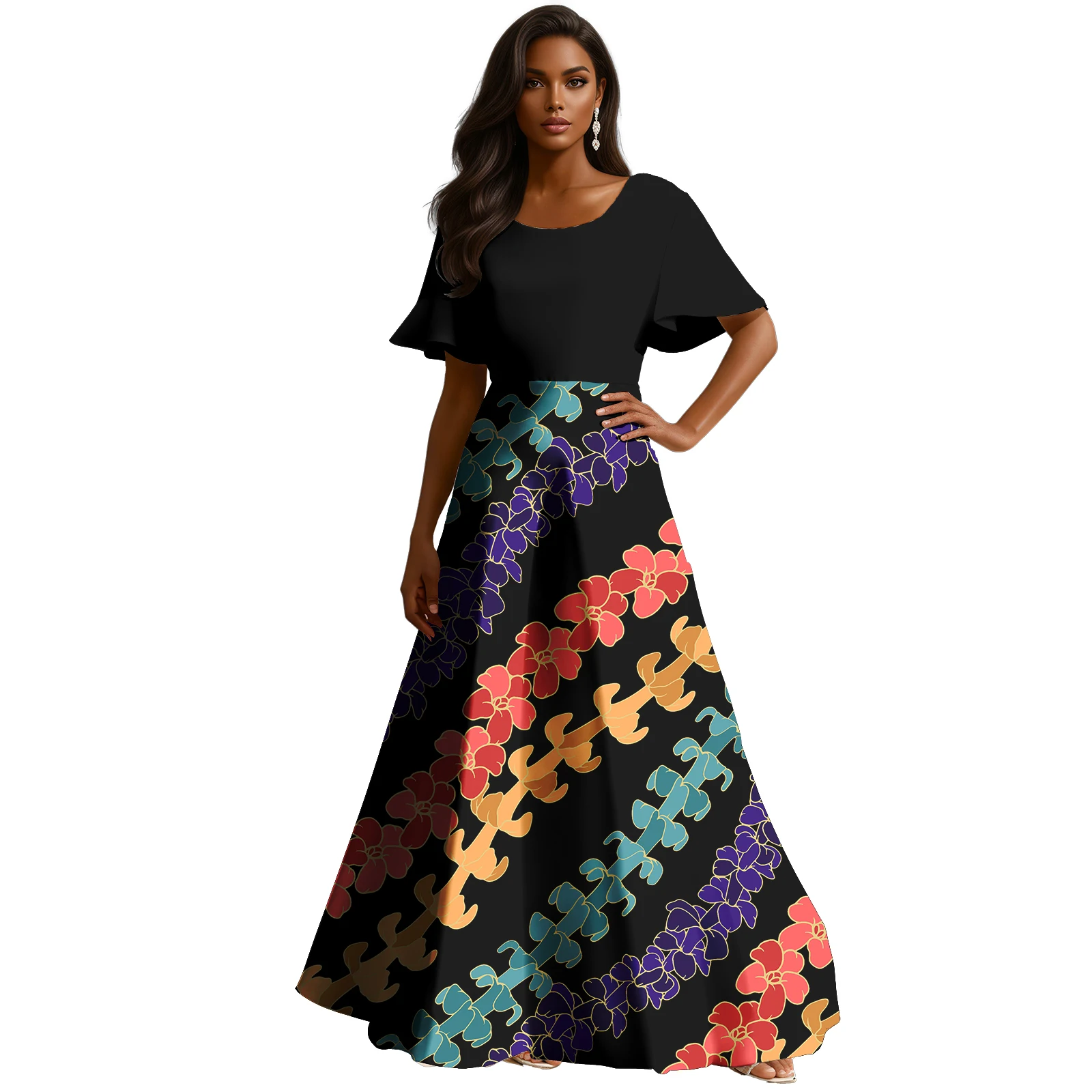 ملابس جزر آسيا والمحيط الهادئ ساموا بوليتاسي بولينيزيا القبلية ساموا طباعة السيدات فستان أنيق طويل الأكمام مضيئة المرأة #6