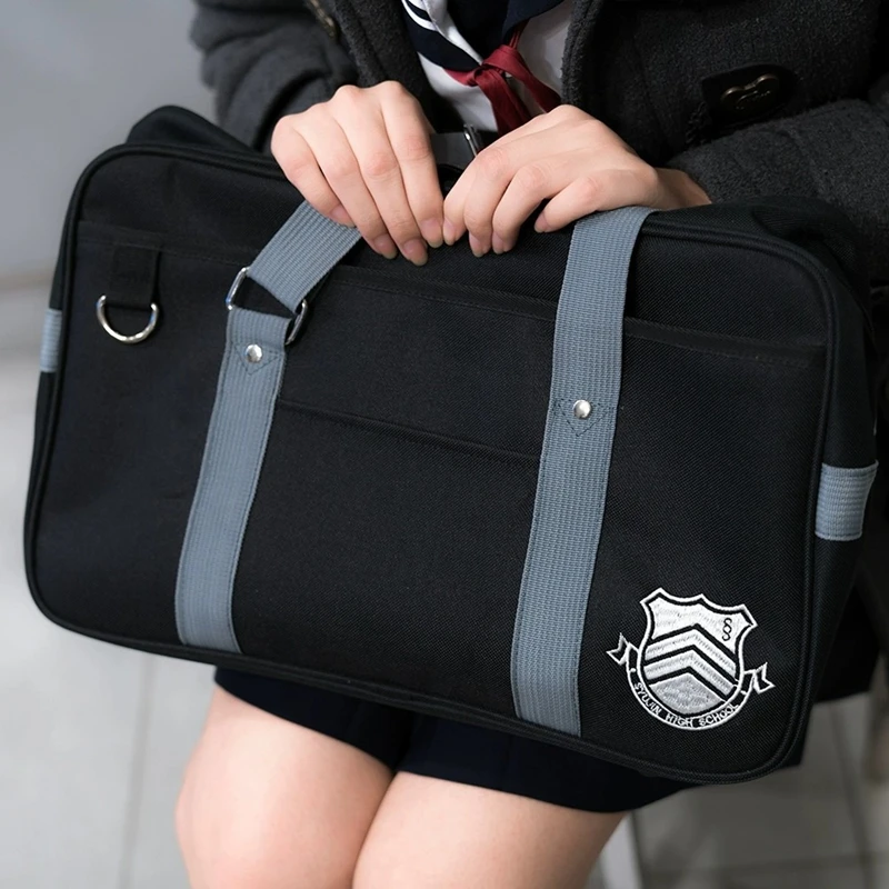 Game Amamiya Ren Joker Syujin High School Cospaly Student JK Uniform Shoulder Bag Travel Black Handbag Accessories for Teen Girl
