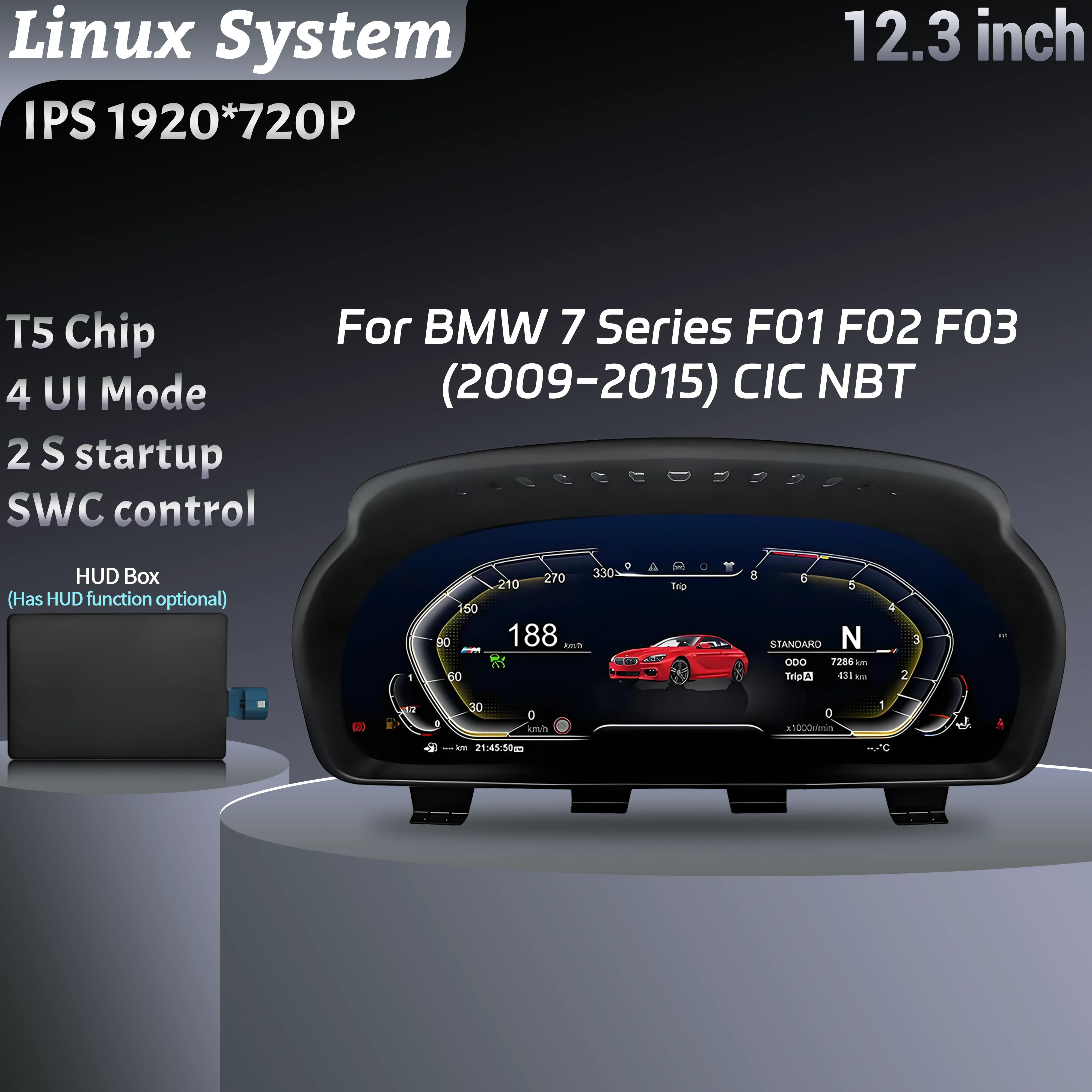 

12.3" Car LCD Dashboard Instrumen For BMW 7 Series F01 F02 F03 (2009-2015) CIC NBT Digital Instrument Cluster Dashboard Screen