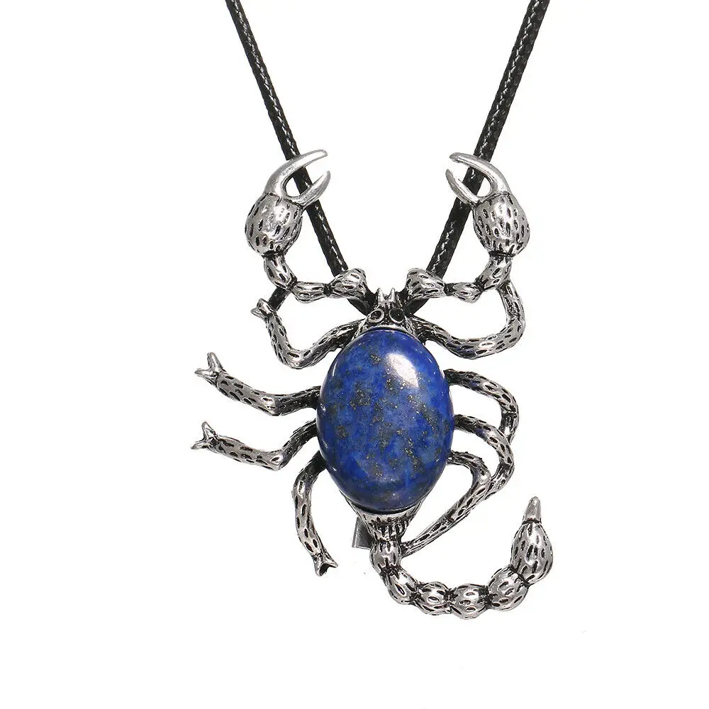 

Natural Stone Crystal Scorpion Pendant Necklace Reiki Healing Energy Stone Vintage Charming Jewelry