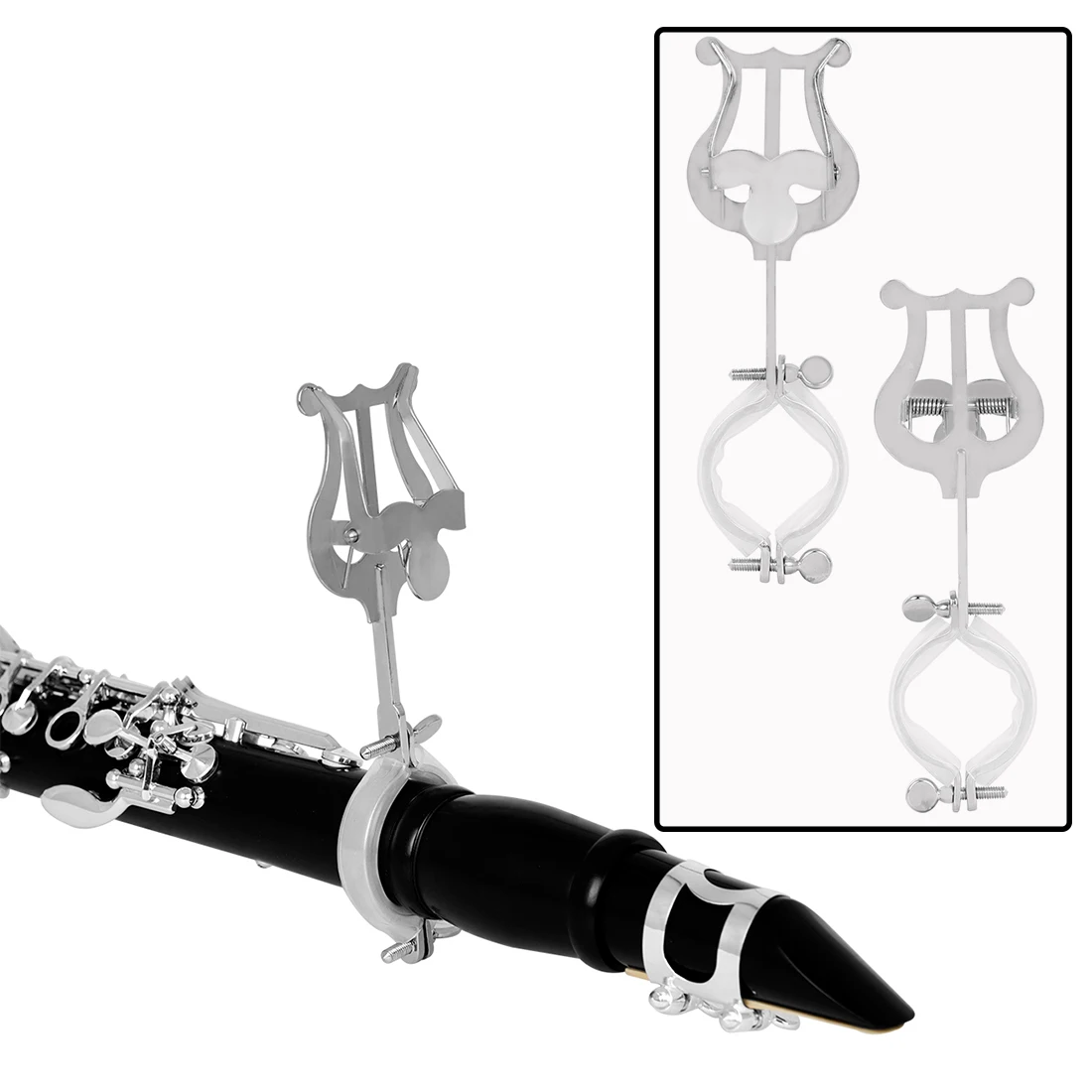 

Clarinet Sheet Music Stand Metal Plated Clip-on Clarinet Lyre Music Table Clip for Beginner Clarinet Marching Band Practice
