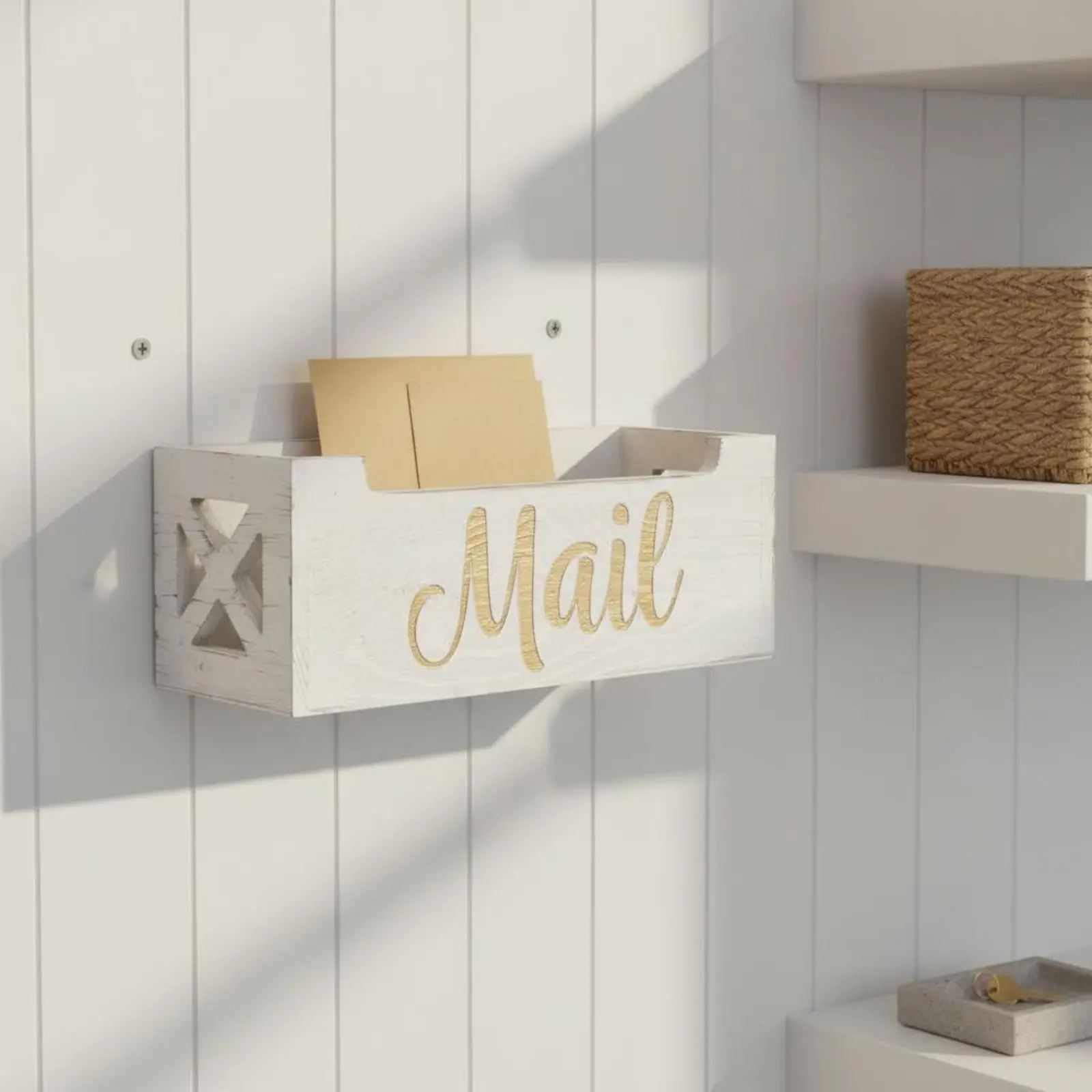 Picture 4: Wooden Mail Organizer Multifunctional Wall Mount Mail Holder Countertop Letter Sorter Space Saving Farmhouse Bill Organizer