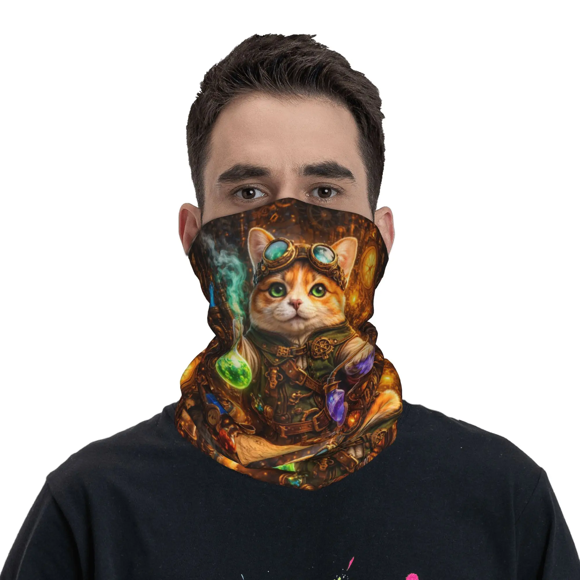 

Многофункциональный шарф-бандана SteamPaws Steampunk Cat Alchemist с принтом, дышащий, для велоспорта и активного отдыха, унисекс