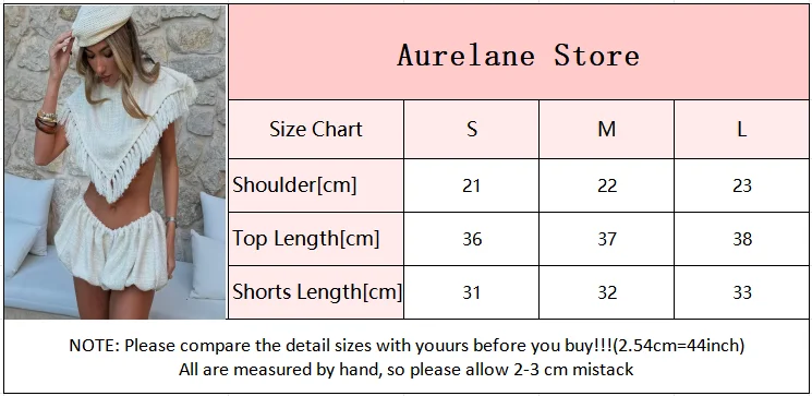 Women Solid Shorts Set Sleeveless Fringe Trim Triangle Wrap Crop Top Elastic Waist Bubble Mini Shorts Lady Vacation Beach Outfit
