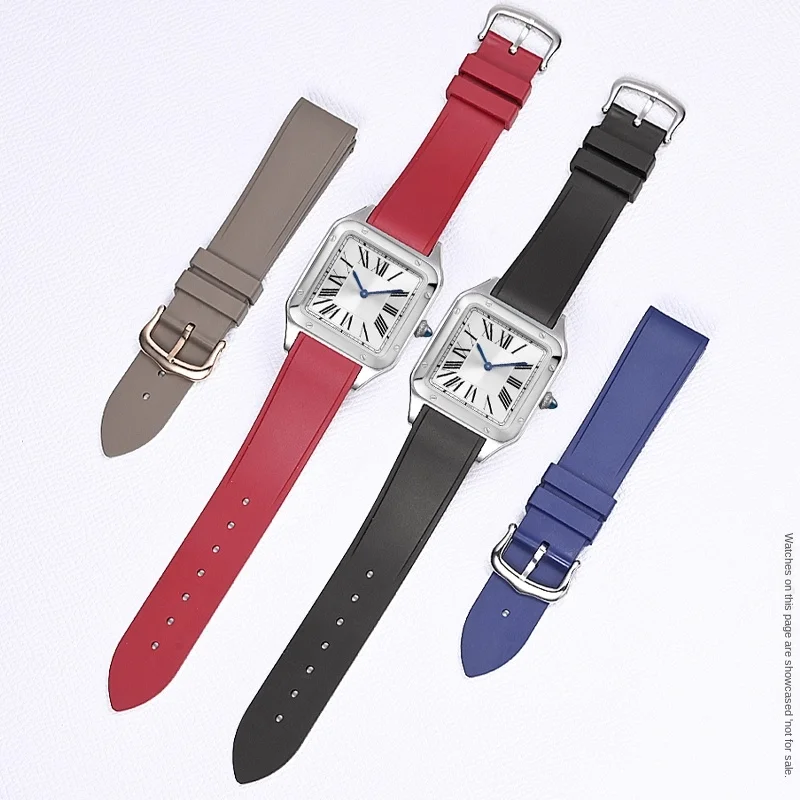 Superior Quality For Cartier Dumont Replacement Strap - Fluoroelastomer Rubber Quick Release Medium Large Size for Women