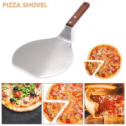 Ze stali nierdzewnej do pizzy perforowana skórka łopata do pizzy aluminiowa z drewnianą rączką do pieczenia domowej pizzy i chleba lub sera