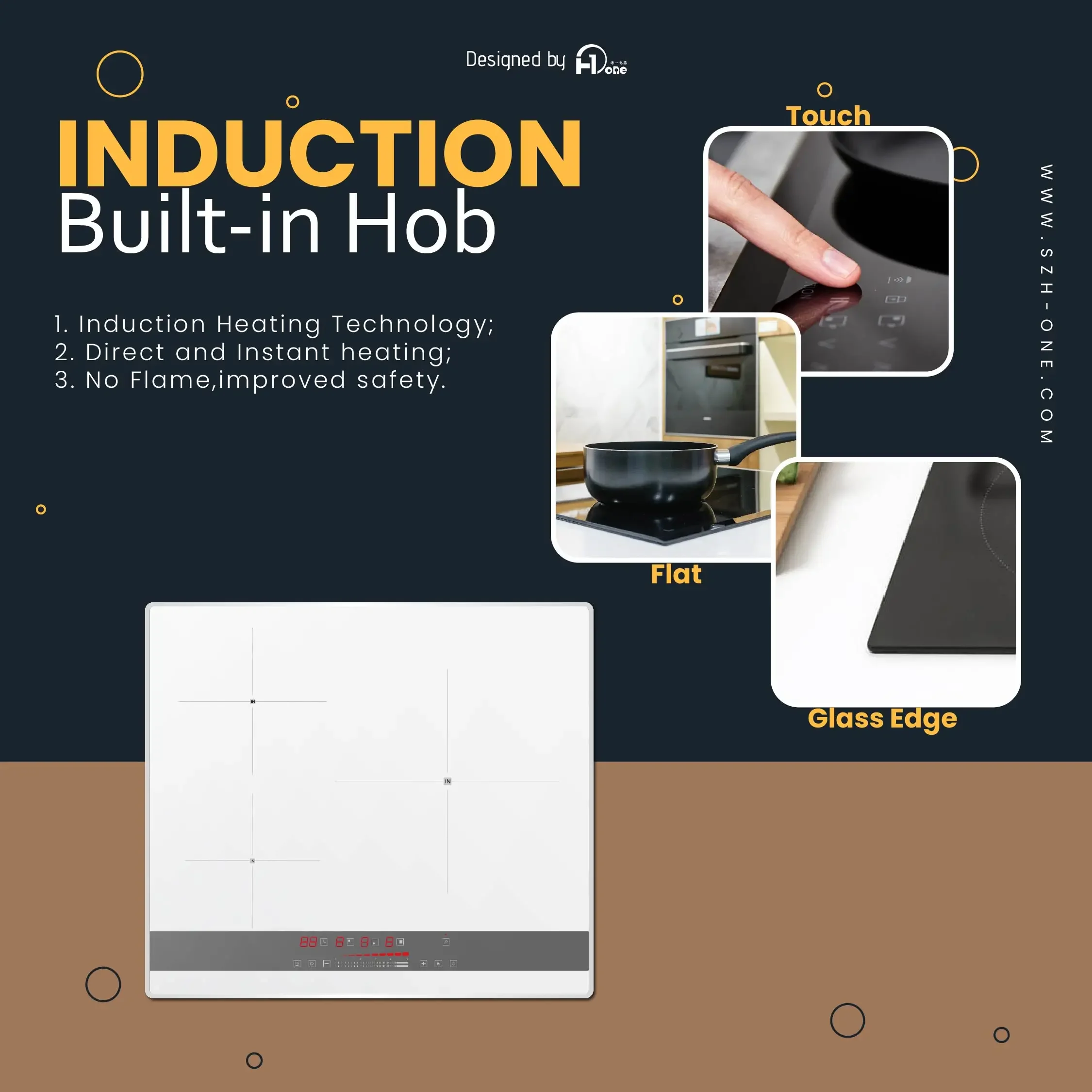 7200W High Power 3 Burner Bulit-in Touch-Control Induction Cooktop With 9 Power Stages Electric Cooker