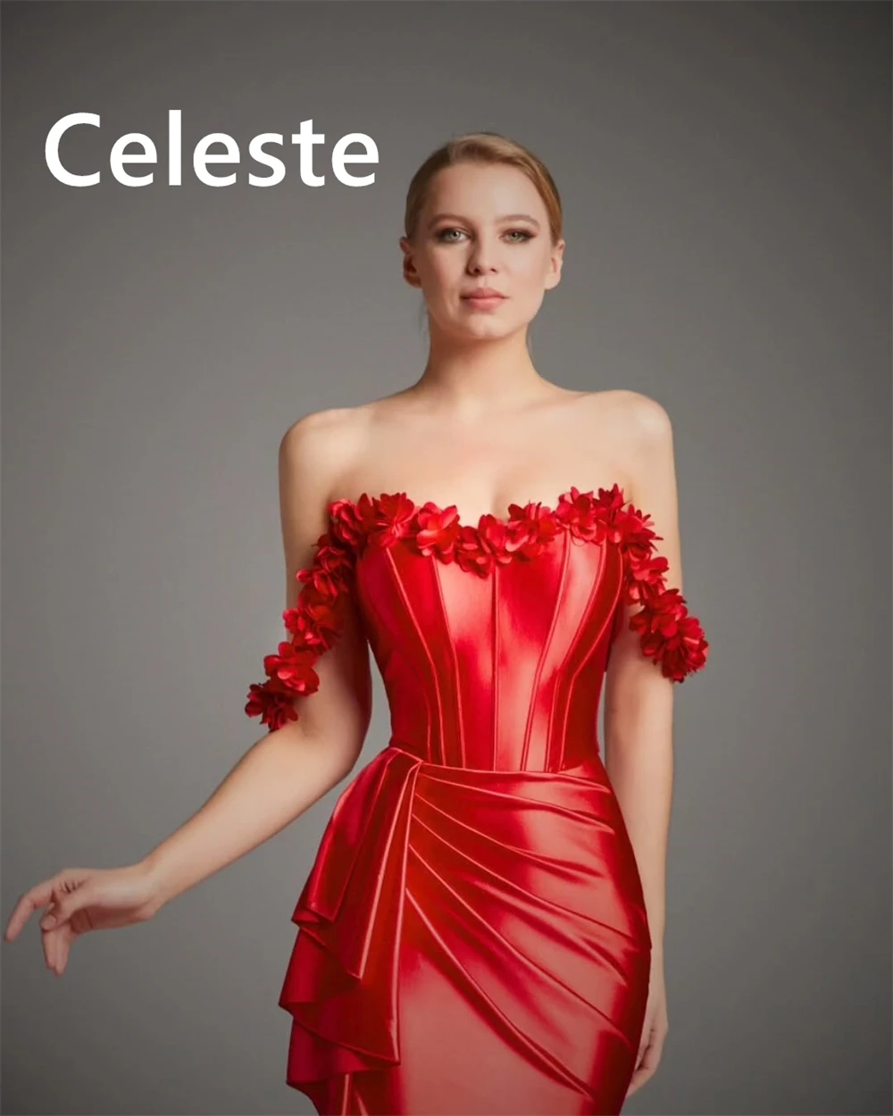 Aangepaste zeemeermin luxe rode satijnen avondjurken Mode off-the-shoulder homecoming-jurken Moderne jurken voor speciale gelegenheden