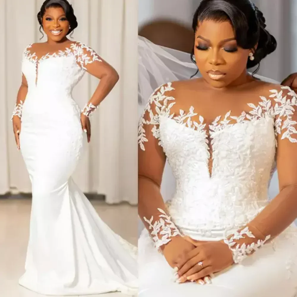 فساتين زفاف أنيقة بحورية البحر بدون حمالات مخصصة ثنيات من الشيفون فستان سويب تراين مقاس كبير