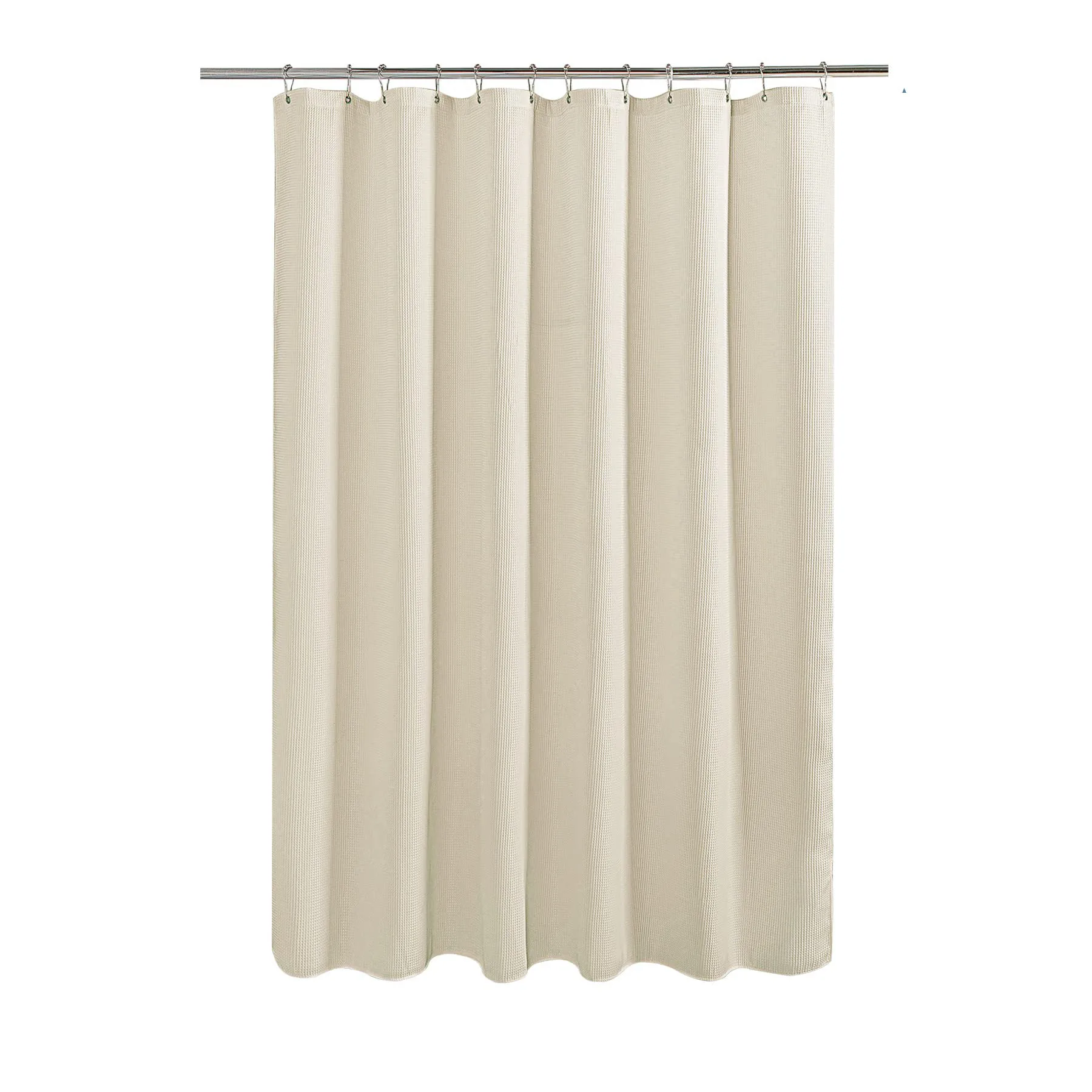 Fabric White Shower Curtain for Bathroom Spa Hotel Luxury Matt Waffle Weave Square Design Water 72\