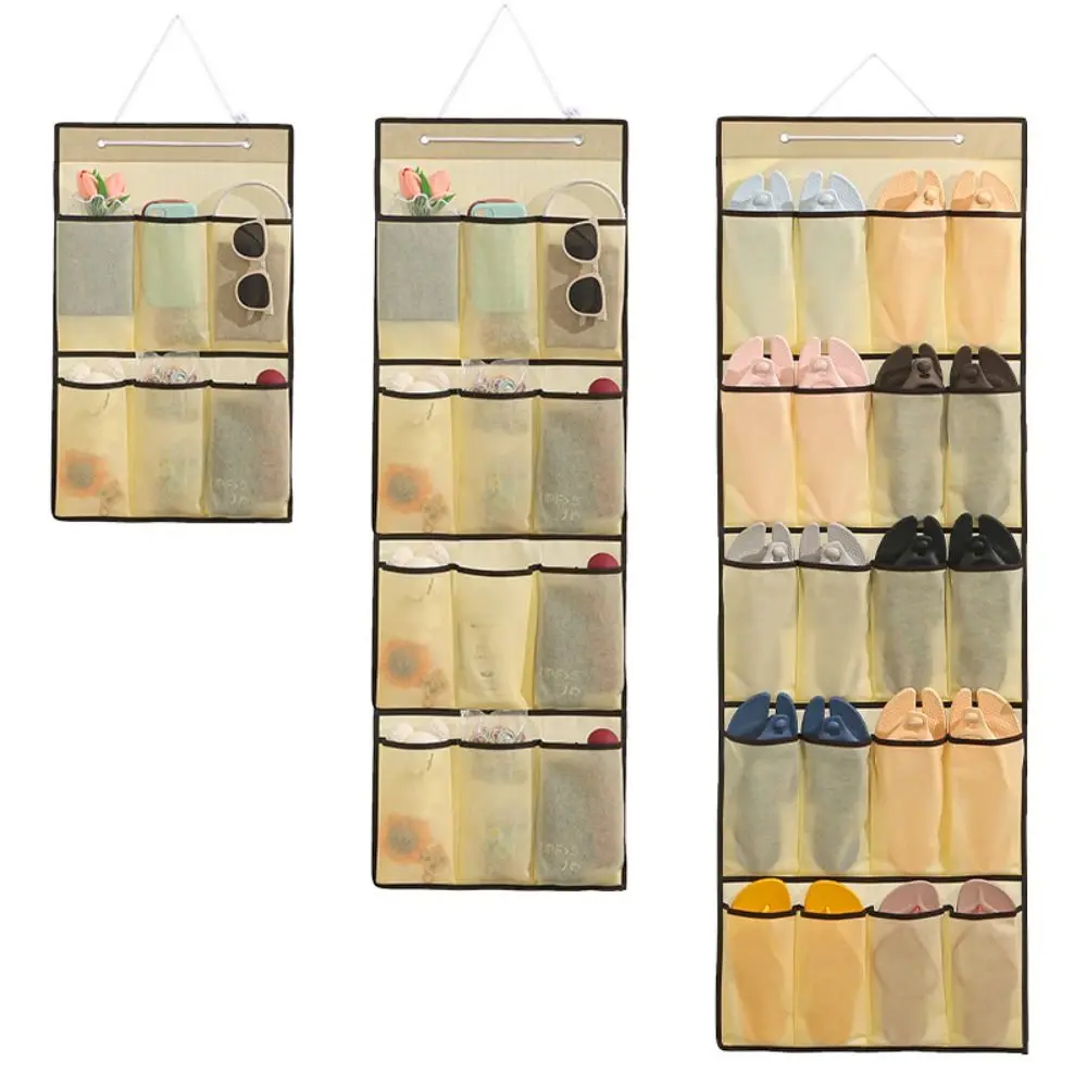 Wall-mounted Shoe Organiser Space Saver Mesh Pocket Hanging Storage Bag 6/12/20 Pocket Fabric Closet Shoe Rack