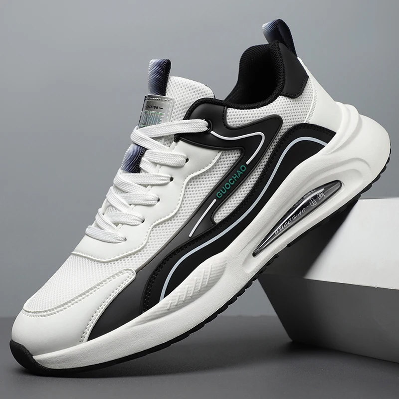 Men Basic Street Sports Sneakers Low Key Plain Shape Shock Cushion Insole Anti Slip Mesh Daily Leisure Shoes