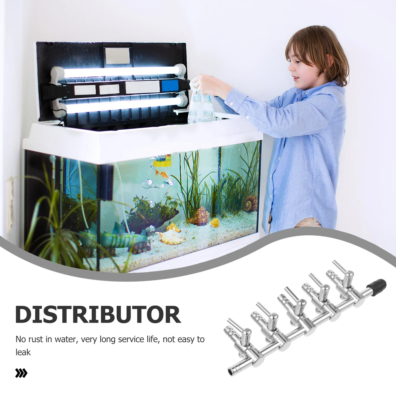Stainless Steel Aquarium Air Pump Splitter 5 Way Flow Lever Control Tap Oxygen Tube Distributor Air Pump Flow Lever