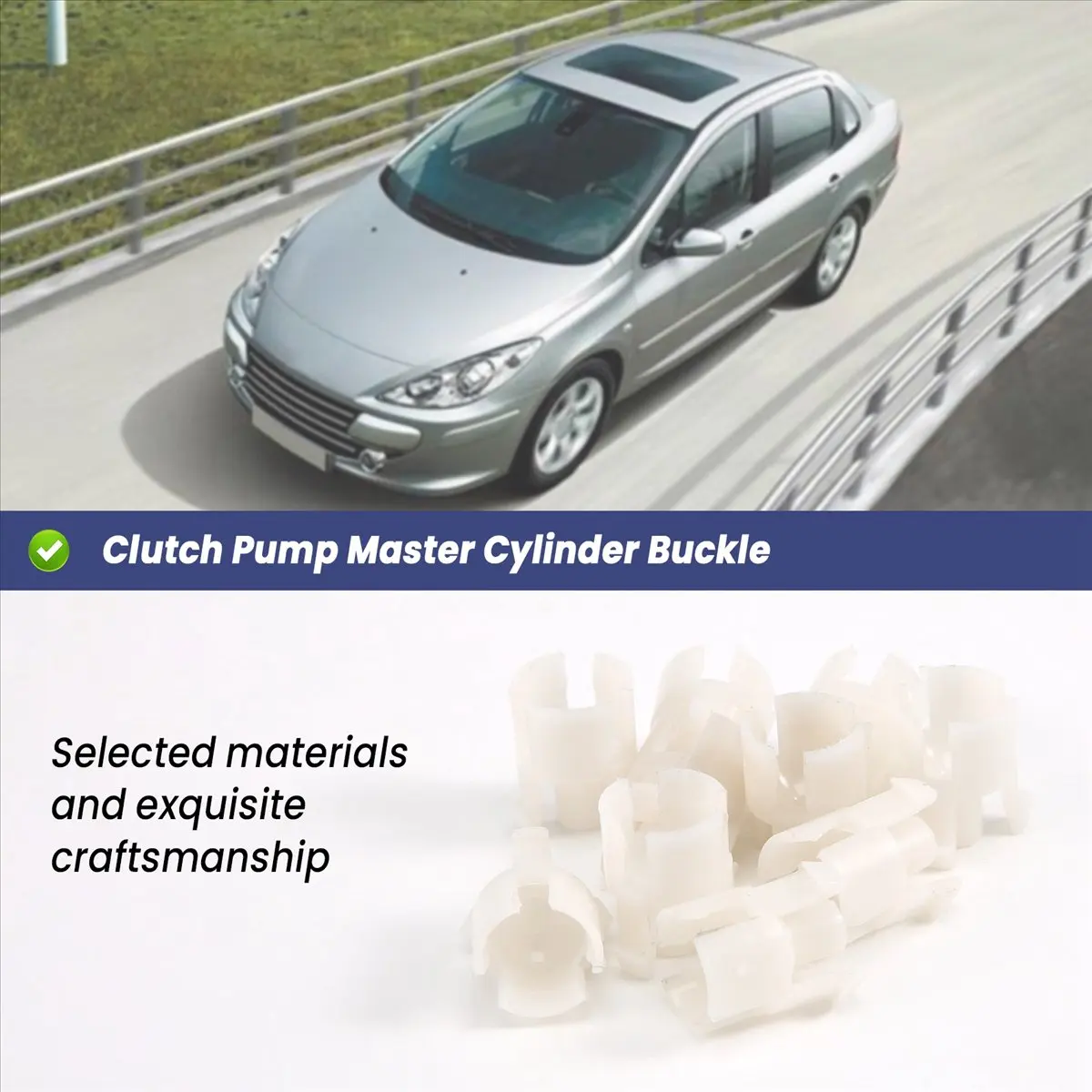 #06Z Cylinder Buckle Clip,Car Clutch Pump Master Cylinder Buckle for Citroen C3 C4 Peugeot 307 (white)