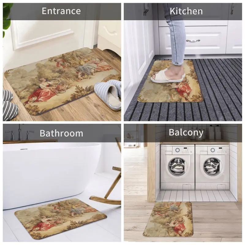 Personalized Aubusson Tapestry French Doormat Mat Anti-Slip European Floral Flowers Bath Kitchen Garage Rug Carpet 40*60cm