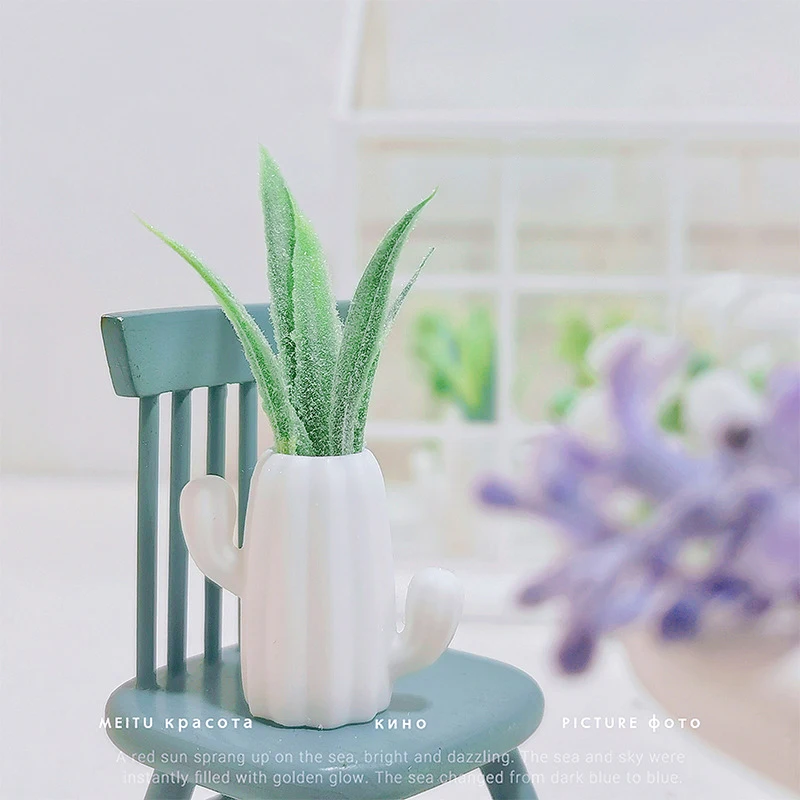 1Pc Casa delle bambole in miniatura Pianta verde in vaso Vasi di cactus Modello di casa delle bambole Micro Paesaggio Casa delle bambole Decorazione del giardino Accessori giocattolo