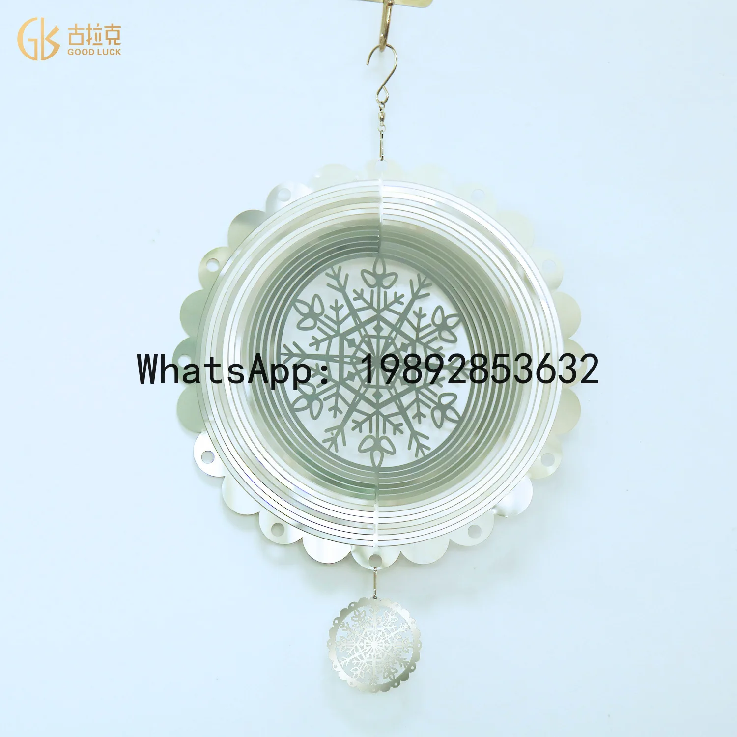 PYJ 3D Mandala Wind Turn Metal Pendant Garden Courtyard Christmas Snowflake Pendant Wind Chimes-10