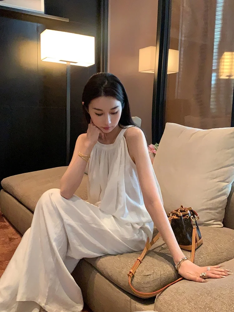 

Женский летний повседневный модный жилет Achi из 100% хлопка, свободный, дышащий, легкий, с вырезом-колокол и прямым кроем