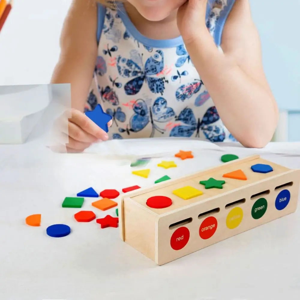 Boîte de tri de formes en bois, Cognition géométrique, Puzzle Montessori, jouet de tri de formes et de couleurs, artisanat multicolore