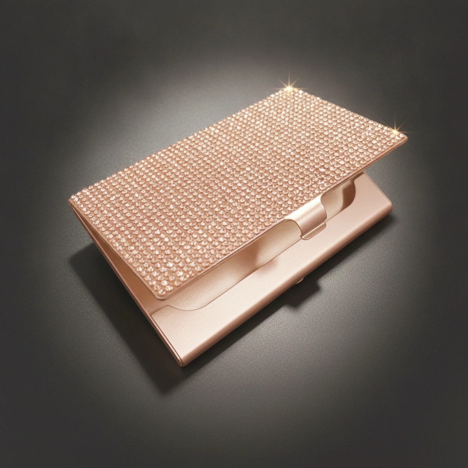 Card Holder with Latch Stainless Steel Business Card Holder Pocket Metal Case Rhinestone Slim for Professionals