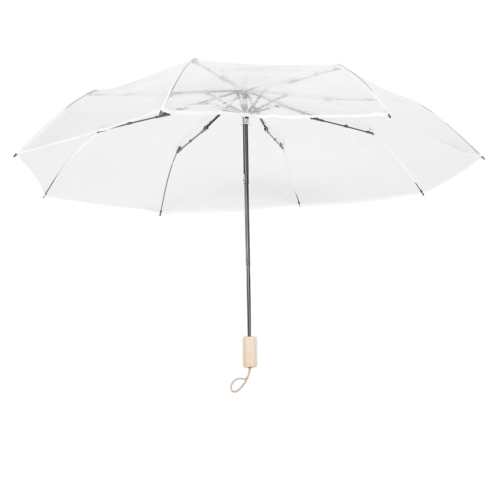 Fully Automatic Ten-bone Folding Transparent Umbrella Pocket Windproof Travel Strong Small Lightweight Sturdy Pvc Wooden